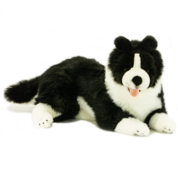 Faire-Bocchetta Plush Toys Plush Border Collie Border Collie Black & White Handmade Plush Lifelike Lying Fine Quality Stuffed Dog